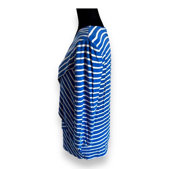 Chico's Womens Top Sz 1 M 8 Blue White Miraculous Stripe‎ Tiered Knit - Picture 11 of 13